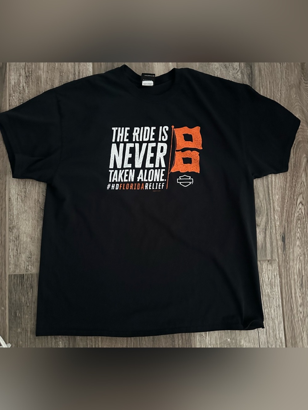 Harley-Davidson Black T-Shirt with White & Orange Graphic
